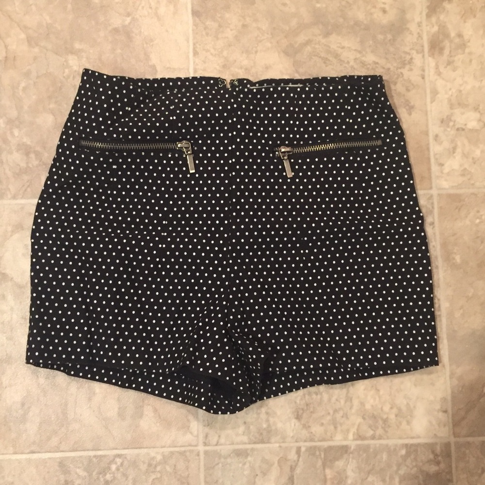 High waisted polka dot shorts